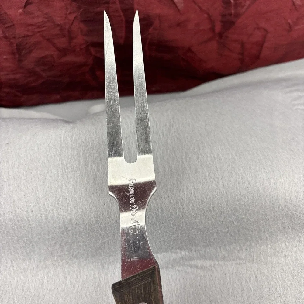 VTG Emperor Steel Stainless Meat Serving Fork‎ Wood Handle Household Japan 11